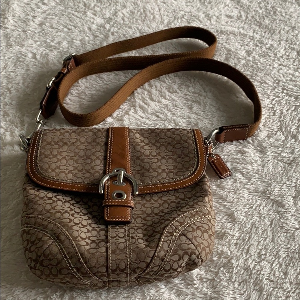 Coach Brown Signature Canvas C Crossbody Slim Bag